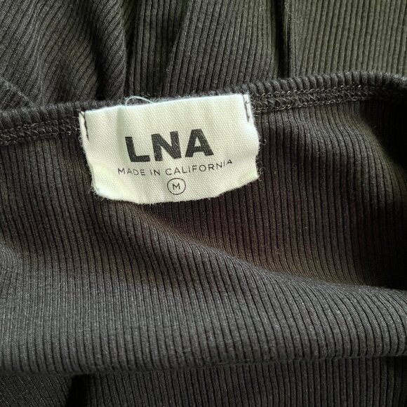 Revolve LNA Asymmetrical Neck Rayon Ribbed Rio Tee Shirt Size Medium M - Picture 3 of 8